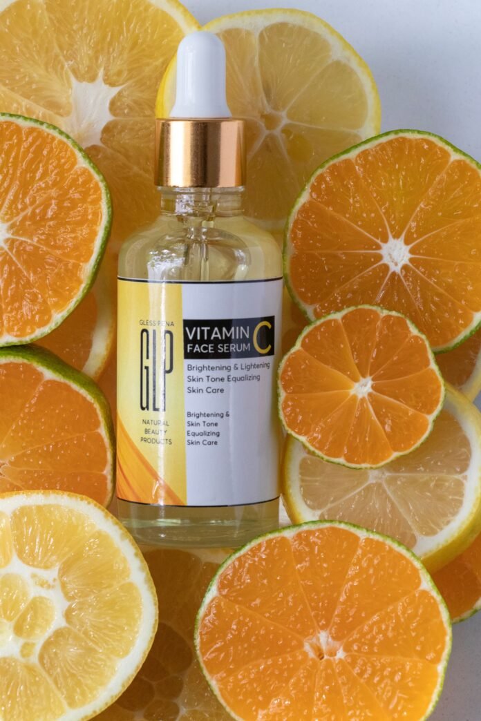 pexels-photo-28255124 Vitamin C serum bottle for a UK brightening skincare routine