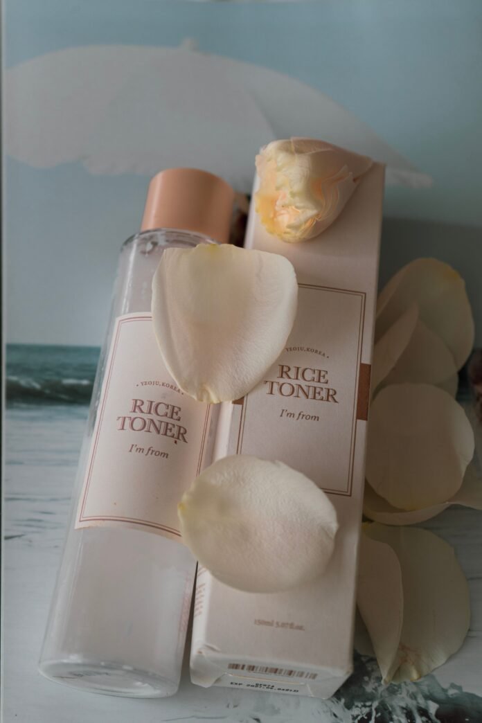 Korean K-beauty skincare products including toner and essence